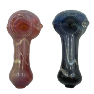 3" Assorted Colors Mix Frit Gold & Silver Fumed  Swirl Art Hand Pipes (Pack of 2) [RKP194]