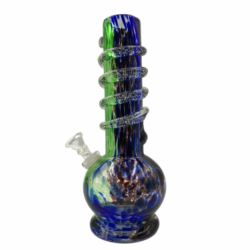 10" Dual Color Changing with Glow In The Dark Ring Wrap Soft Glass Water Pipe - Glass On Glass [J21366G]