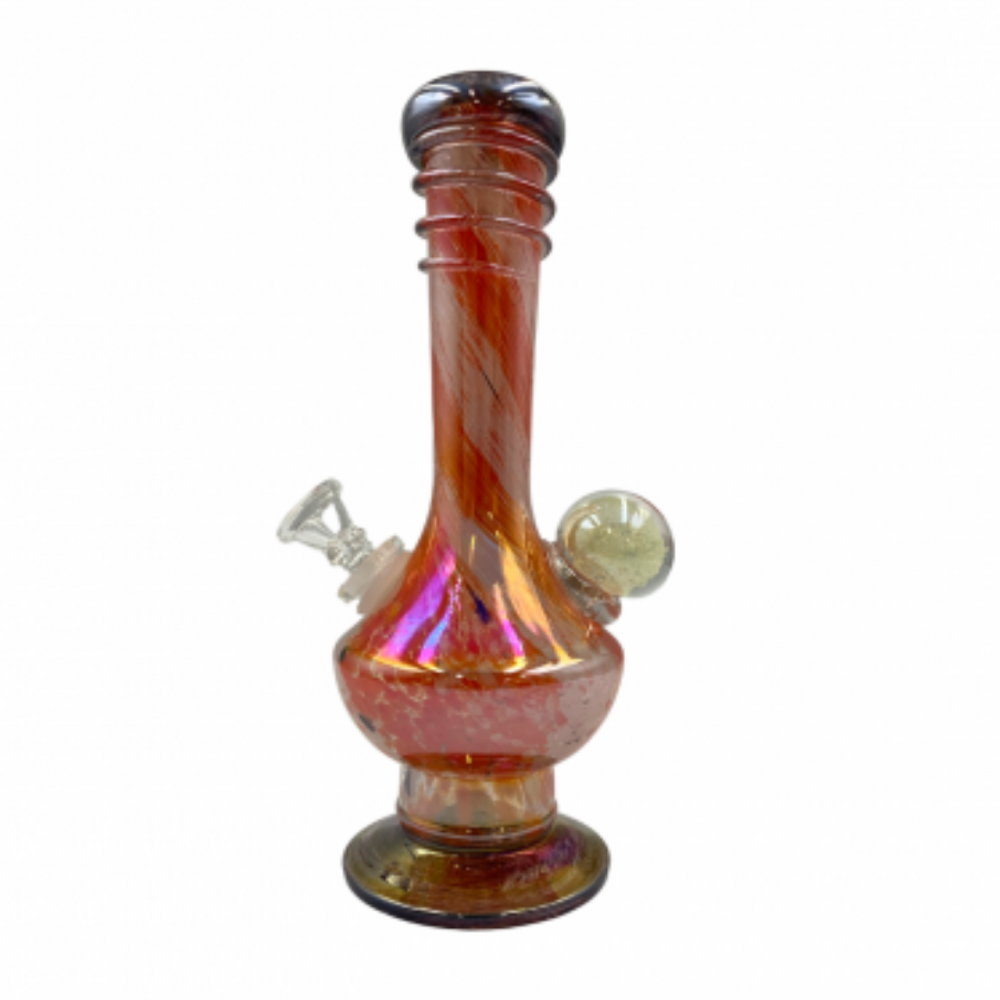 10" Ball Genie With Hat And Round Base Soft Glass Water Pipe - Glass On Glass [B58194-2G]