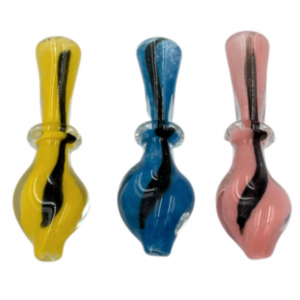 3" Frit Art Twisted Body Single Rim Dicro Chillum  Hand Pipes Assorted Colors (Pack of 3) [AKD5] 