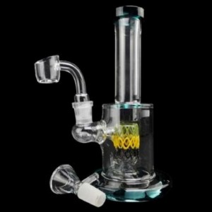 7'' Mini Color Net Perc Straight Water Pipe Rig - [RKD5]