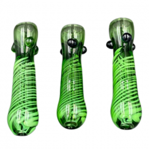 3" Green Tube Inside Swirl Art Chillum Hand pipes  Pack of 2 [RKP186]