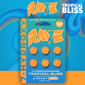 Rave Kratom 7 Hydroxy 60mg Tropical Bliss Tablets - 6pk*