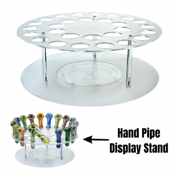 Round Plate Acrylic Hand Pipe Display Stand – Clear Countertop Organizer