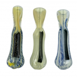 3" Silver Fumed Galaxy & Braided Stripe Chillum Hand Pipe - (Pack of 3) [AKD6]