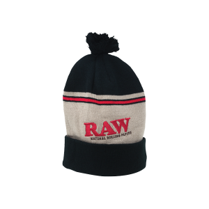 RAW - Pompom Hat - Black & Brown [RPRAWKNITHAT2]