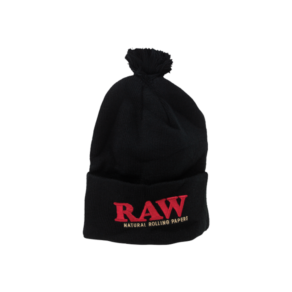 RAW - Black Pompom Hat [RPRAWKNITHAT3]