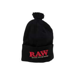 RAW - Black Pompom Hat [RPRAWKNITHAT3]