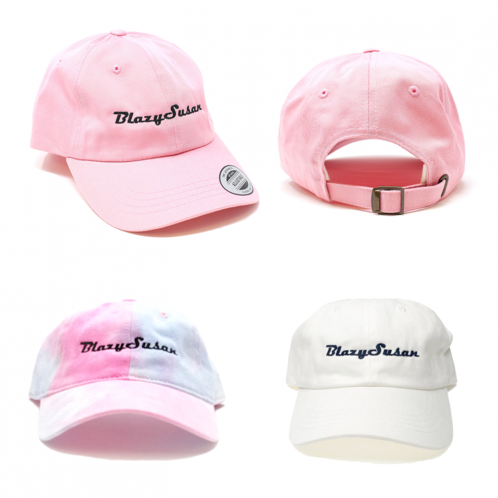 Blazy Susan Dad Hats, Pink, white Tie Dye