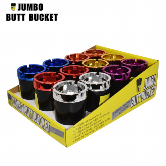 Jumbo Glossy Butt Bucket Ashtray – Assorted Colors – 12ct Display