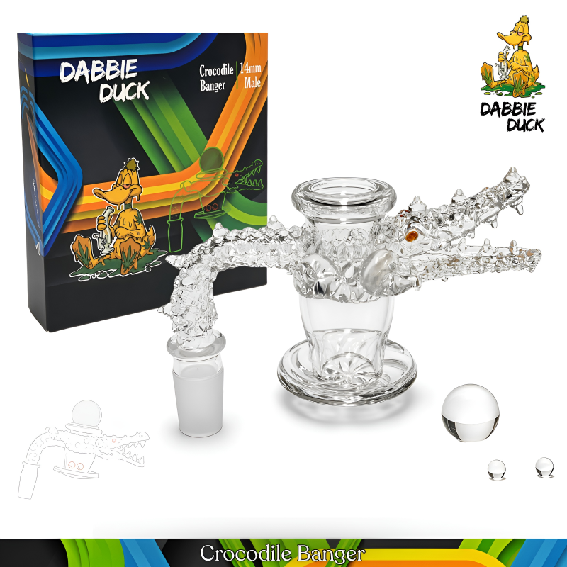 DABBIE DUCK 14mm Male 90° Crocodile Quartz Banger Kit – Carb Cap & Quartz Ball