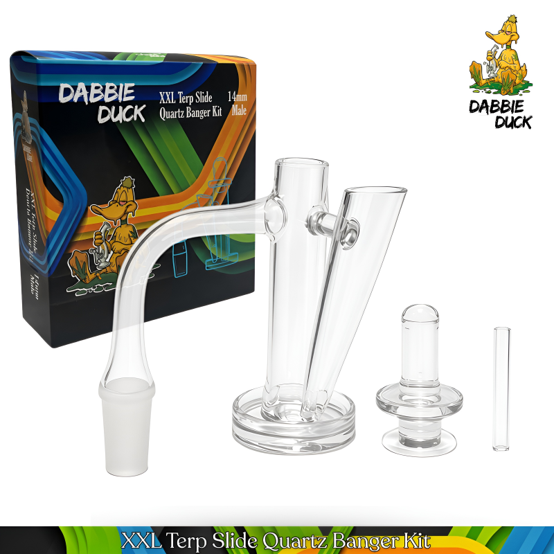 DABBIE DUCK 14mm Male XXL Terp Slide Quartz Banger Kit - Carb Cap & Bead