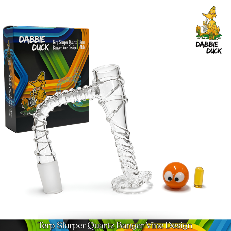 DABBIE DUCK 14mm Male Fully Welded Vine Terp Slurper Kit - Marble Carb Cap & Terp Pill
