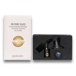 OPG - 20mm Beveled Edge Blender Channel Banger Set With 25mm Glass Starry Sky Carb Cap & Quartz Terp Pearls -18-F-90D