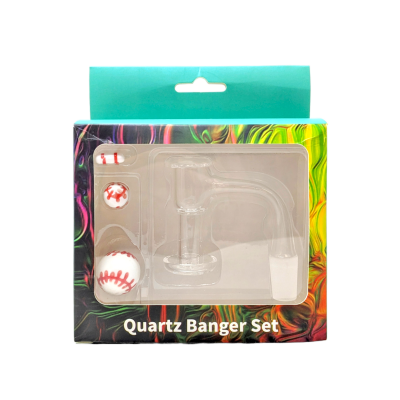 14mm Male Joint Terp Slurper Quartz Banger Baseball Carb Cap 3 Pc Set - [WSG392]