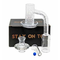 New quartz Spinner Banger Set Deep Carving Pattern W/ 1 glass Terp Pearl 1 Glass carb cap 1 Glass cone - 14mm Female Joint [DSQ822] 