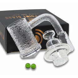 10mm Male Diamond Bottom Quartz Banger With Full Deep Carving Pattern With 2 Terp Pearls & 1 Glass Carb Cap [DSQ838]