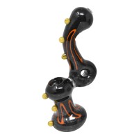6.5" Frit Art Donut Bubbler - [BK241]