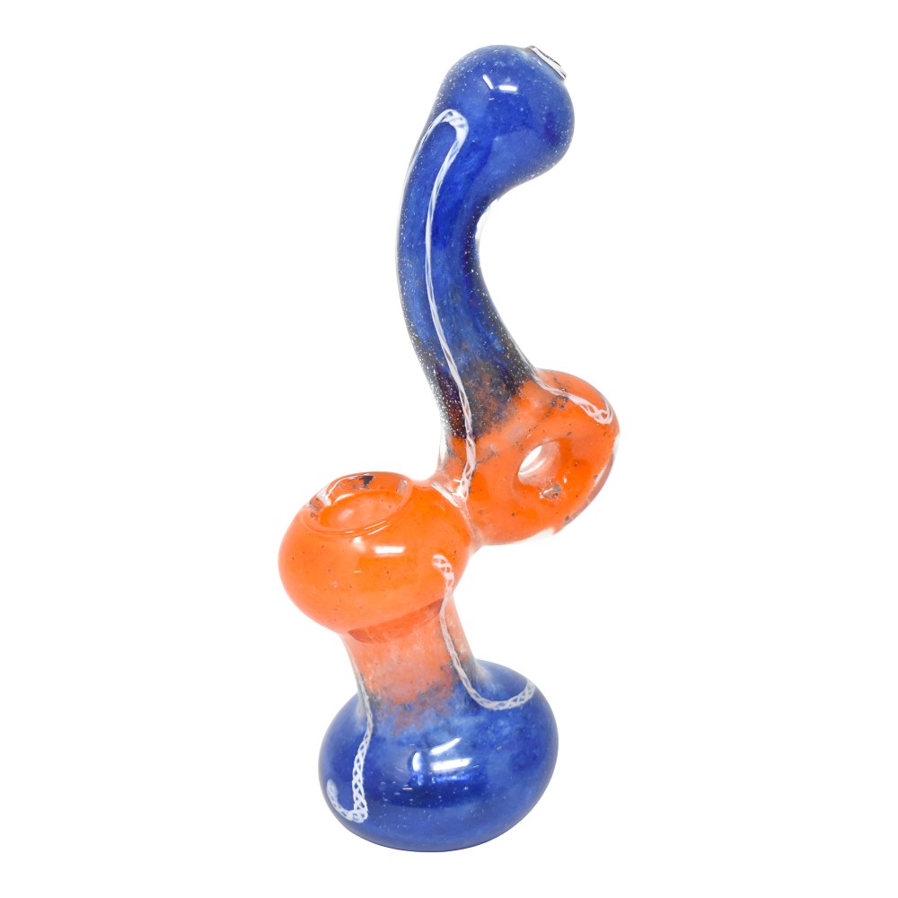 6.5-Inch Dual Tone Frit Art Donut Bubbler Hand Pipe