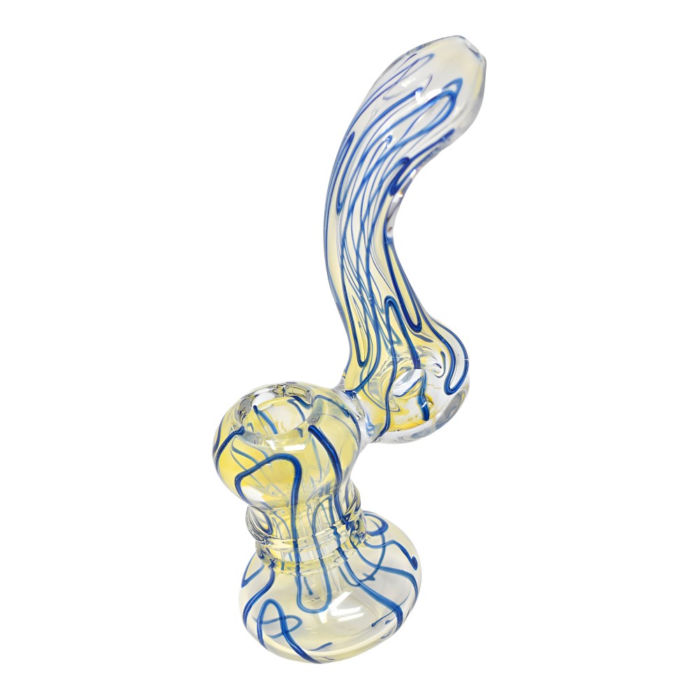 6.5-Inch Gold Fumed Rim Art Donut Glass Bubbler Hand Pipe