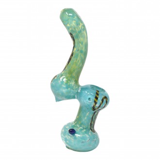 6.5" Frit Twisted Rope Art Bubbler Hand Pipe - [BK253]