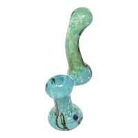 6.5" Frit Twisted Rope Art Bubbler Hand Pipe - [BK253]