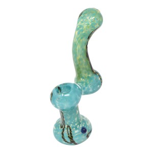 6.5" Frit Twisted Rope Art Bubbler Hand Pipe - [BK253]