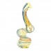 6-Inch Gold Fumed Ribbon Swirl Glass Bubbler Hand Pipe