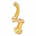 7-Inch Gold Fumed Twisted Line Art Bubbler Hand Pipe