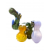 6.5" Tri-Color Honeybee Art  Triple Chamber Bubbler Hand Pipe - [BT10]