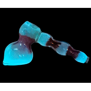 Glow In Dark Frit Art Hammer Bubbler With Fumed Art [DJ315] 