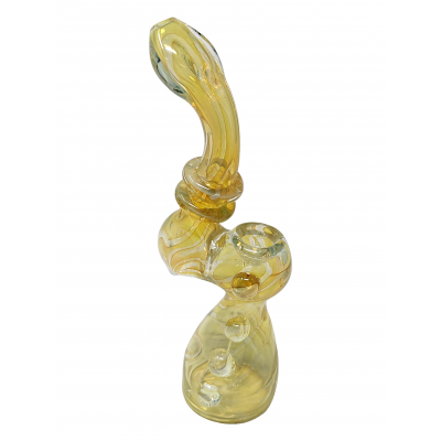 8" Silver Fumed Double Rim Multi Marble Bubbler Hand Pipe - [DJ586]