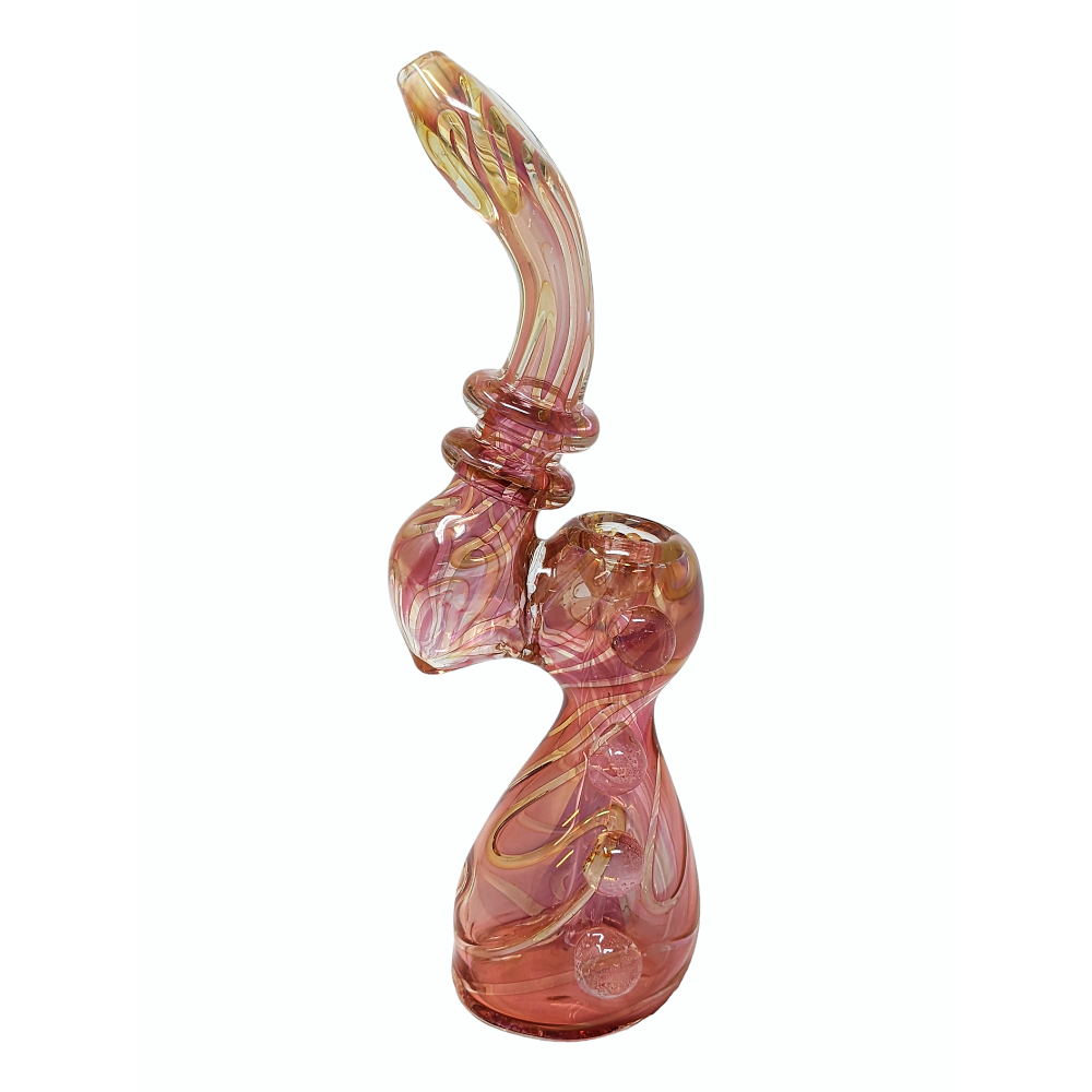 8" Heavy Gold Fumed Fumed Pot Bubbler - [DJ598]