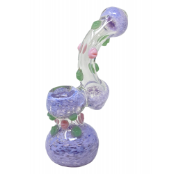 7" Frit Accent Multi Marble Round Mouth Bubbler Hand Pipe - [DJ605]