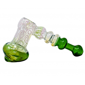 7.5" Silver Fumed Bubble Affect Slyme Swirl Hammer Bubbler Hand Pipe Assorted colors - [DJ608]