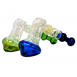 7.5" Silver Fumed Bubble Affect Slyme Swirl Hammer Bubbler Hand Pipe Assorted colors - [DJ608]