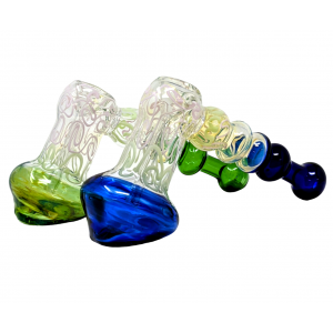 7.5" Silver Fumed Bubble Affect Slyme Swirl Hammer Bubbler Hand Pipe Assorted colors - [DJ608]