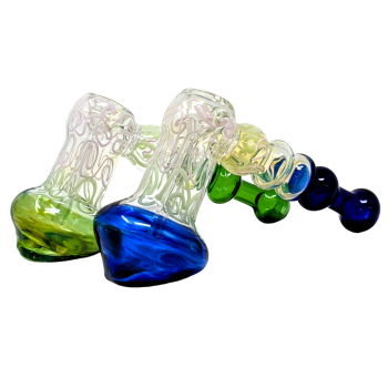 7.5" Silver Fumed Bubble Affect Slyme Swirl Hammer Bubbler Hand Pipe Assorted colors - [DJ608]