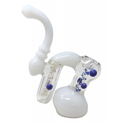 Double Chamber Marble Swirl Line Stem Bubbler Hand Pipe (Jade White) - [DJ1] [DJHAN0030]