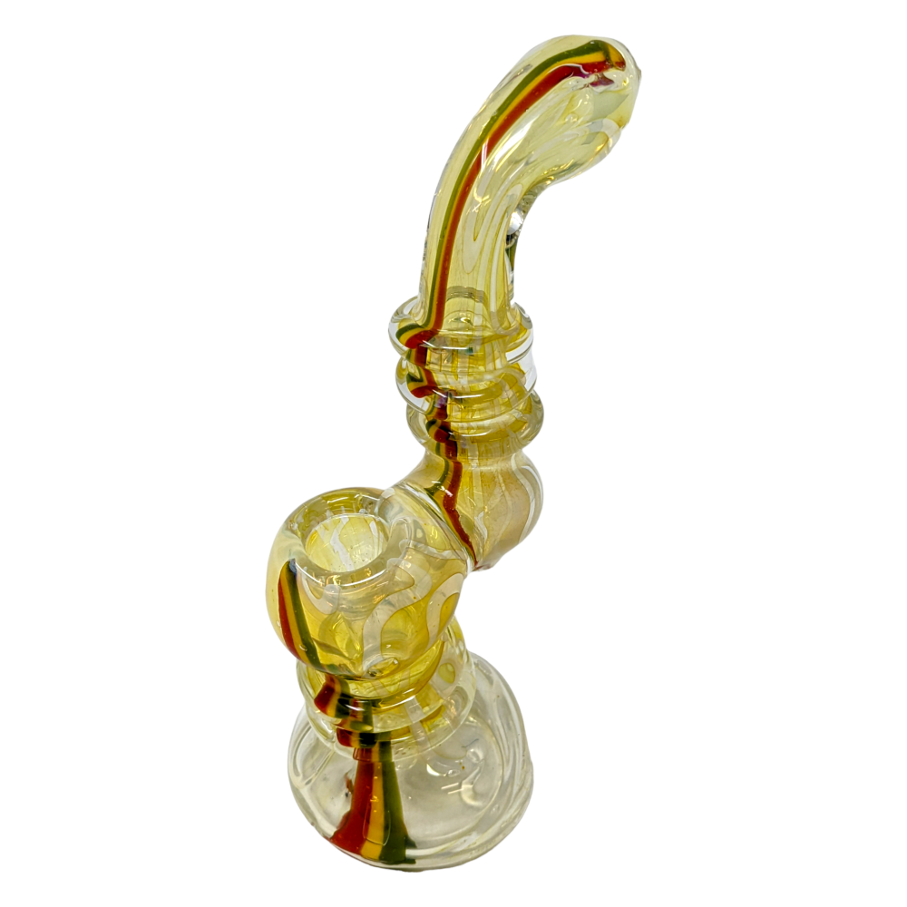 8   Silver Fumed Rasta Art Bubbler Hand Pipe [DJ322]
