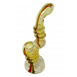 8   Silver Fumed Rasta Art Bubbler Hand Pipe [DJ322]