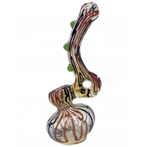 8" Wide Base Line Curve Donut Bubbler Hand Pipe - [GB-152]