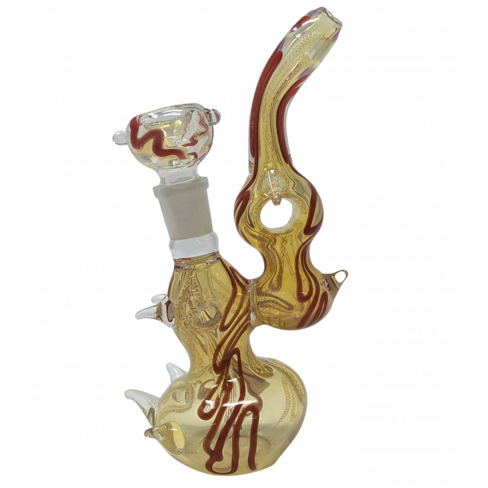8" Gold Fuming Multi Thorn Marble Donut Bubbler - 250g [GB-154]
