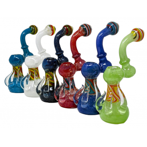 8" Frit & Wig Wag 3-Horn Bubbler Hand Pipe [GWRKP149]