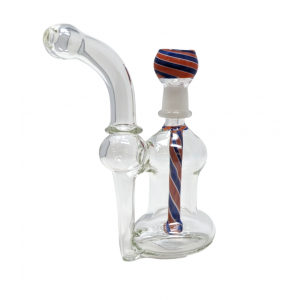 6" Assorted Ribbon Twist Perc Stem Recycler Bubbler Hand Pipe with Oil Dome - [IMB-161]