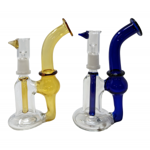 6" Color Stem Recycler Bubbler Hand Pipe with Oil Dome - [IMB-164]