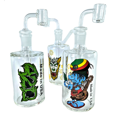6" Decal Art Stem Mouth Bubbler With Banger [JO35]