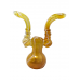 7.5" Gold Fumed Three Ring Double Mouth Bubbler Hand Pipe - [NAP07]