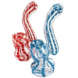 4.5" Clear Beauty with Rope Art Bubbler Hand Pipe - 2pk [RKD84]