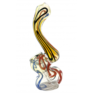 4.5" Gold Fumed Spiral Line Mini Bubbler Hand Pipe - [RKGS57]